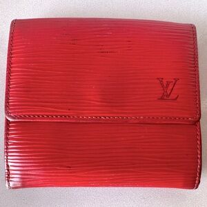 Louis Vuitton Epi Portefeiulle Elise Red Leather Trifold Cash Wallet France